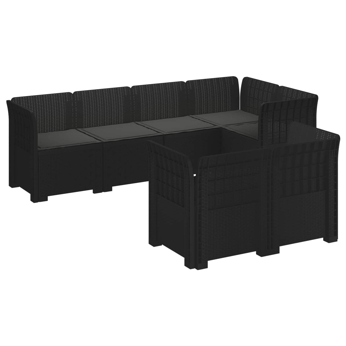 vidaXL 7-Zits Tuinbank Rattan Look PP Antraciet