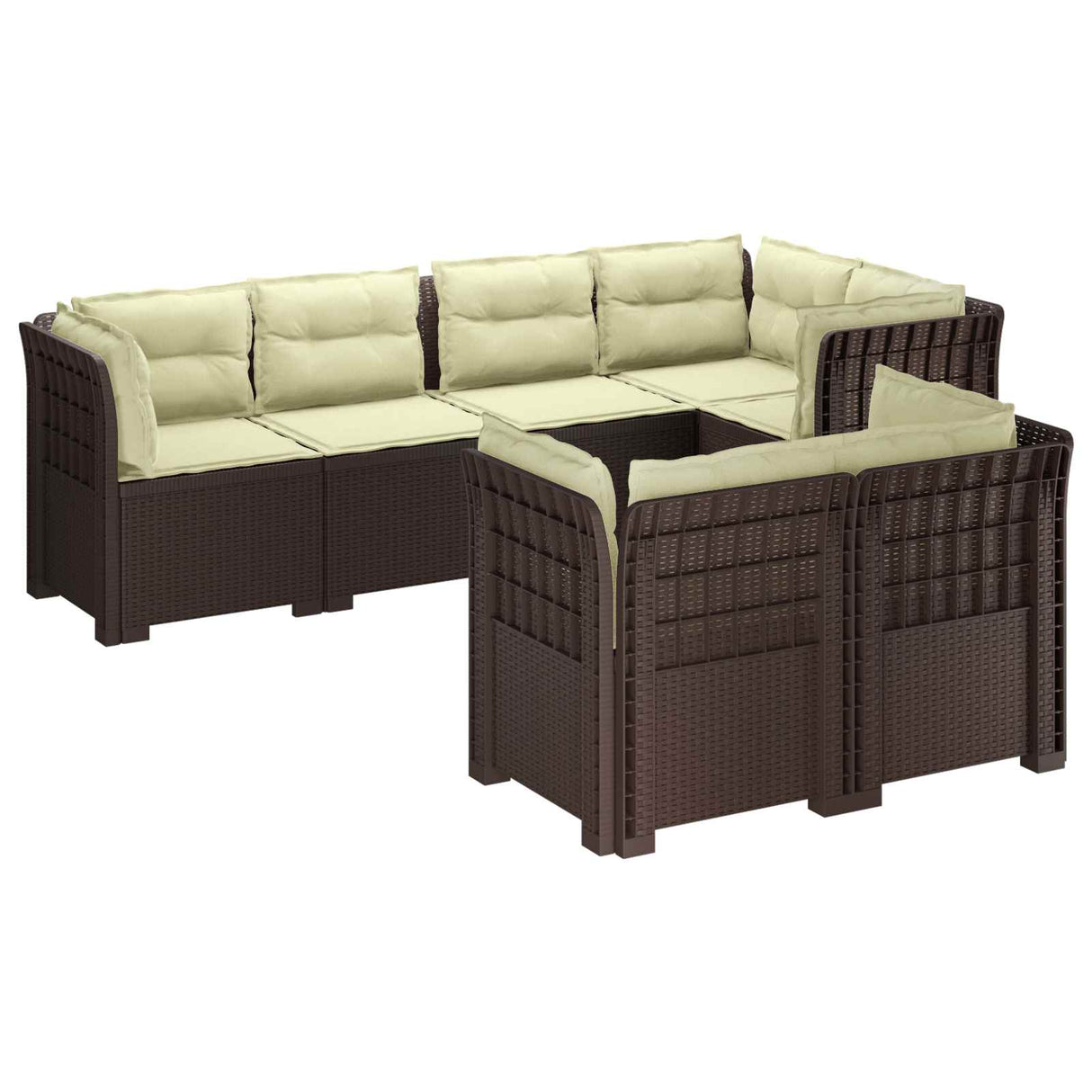 vidaXL 7-Zits Tuinbank Rattan Look PP Antraciet
