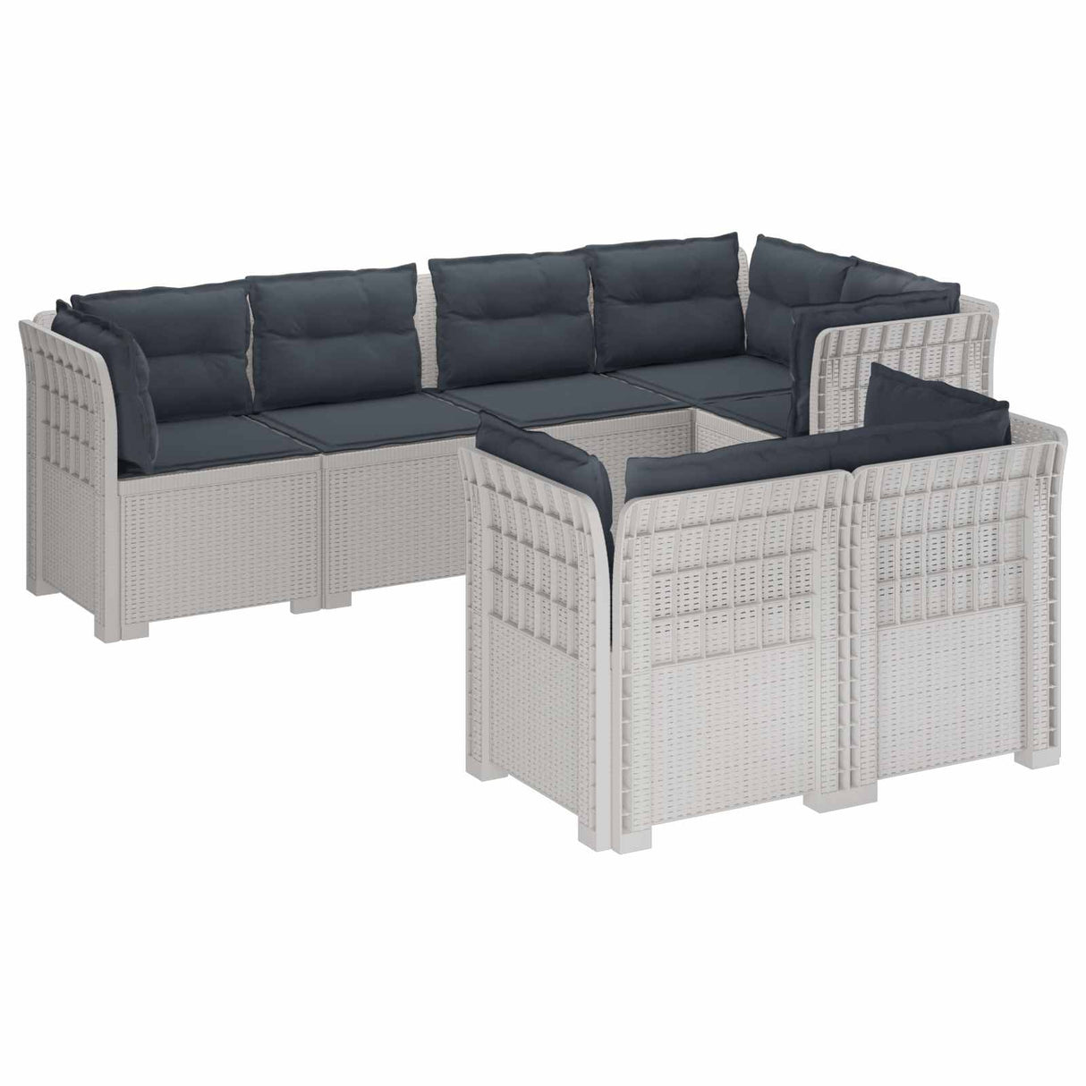 vidaXL 7-Zits Tuinbank Rattan Look PP Antraciet