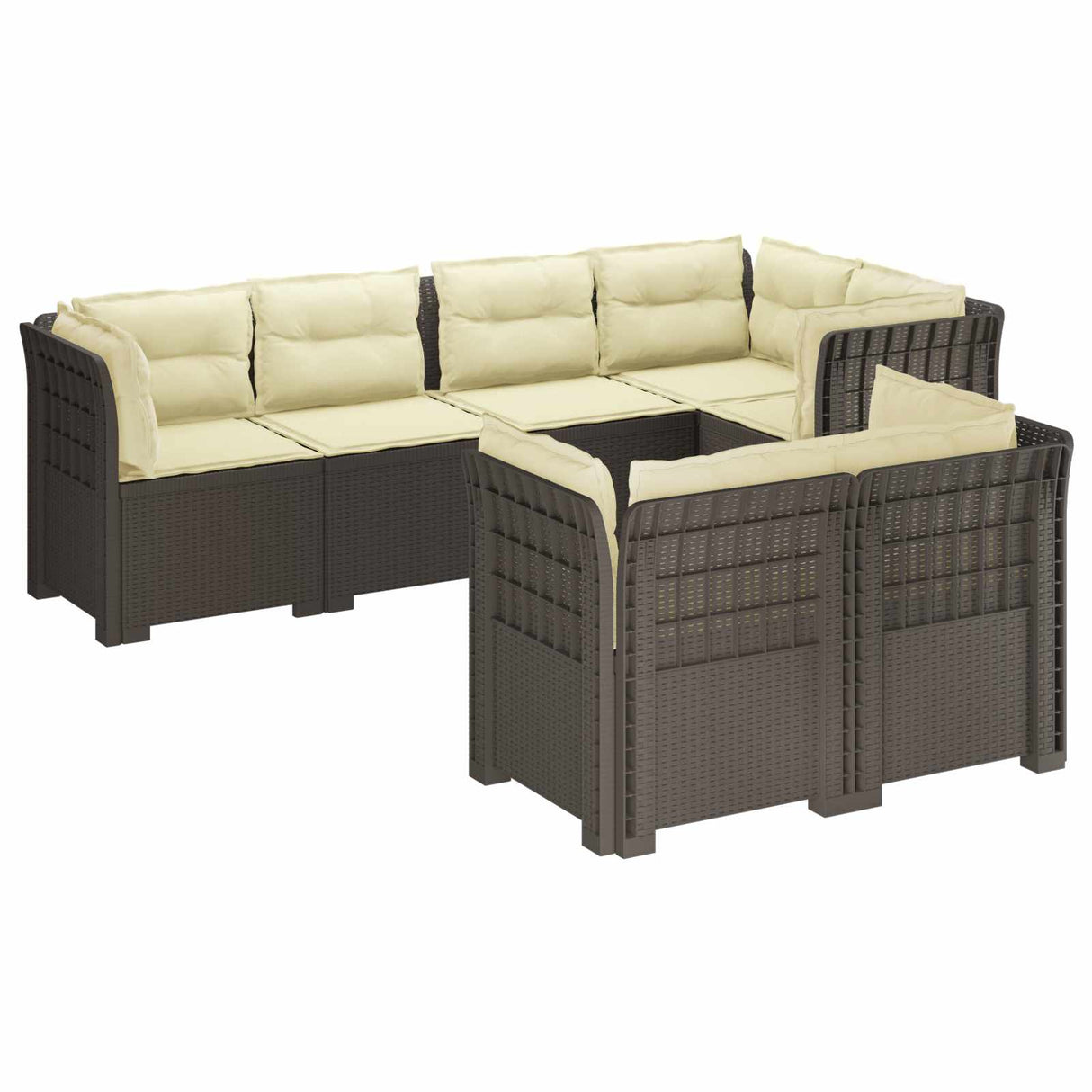 vidaXL 7-Zits Tuinbank Rattan Look PP Antraciet