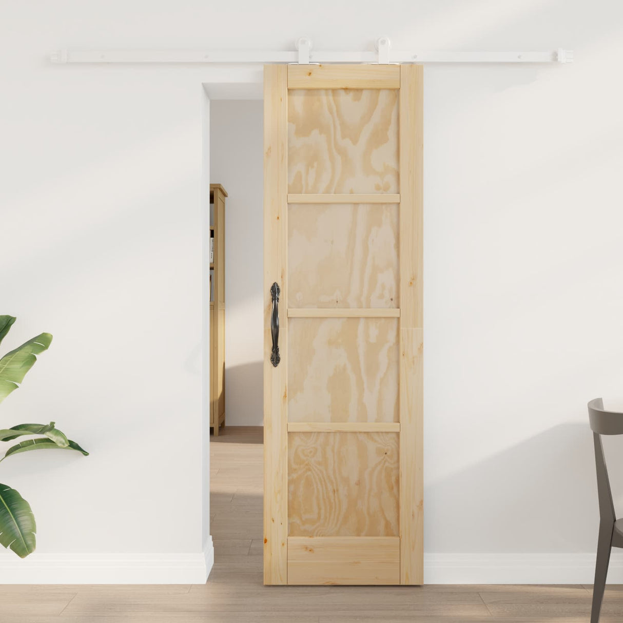 vidaXL Schuifdeur Naturel en Zwart 61 x 198,5 cm Massief grenenhout