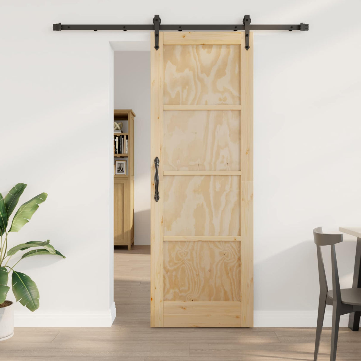 vidaXL Schuifdeur ORKDAL Naturel en Zwart 61 x 198,5 cm