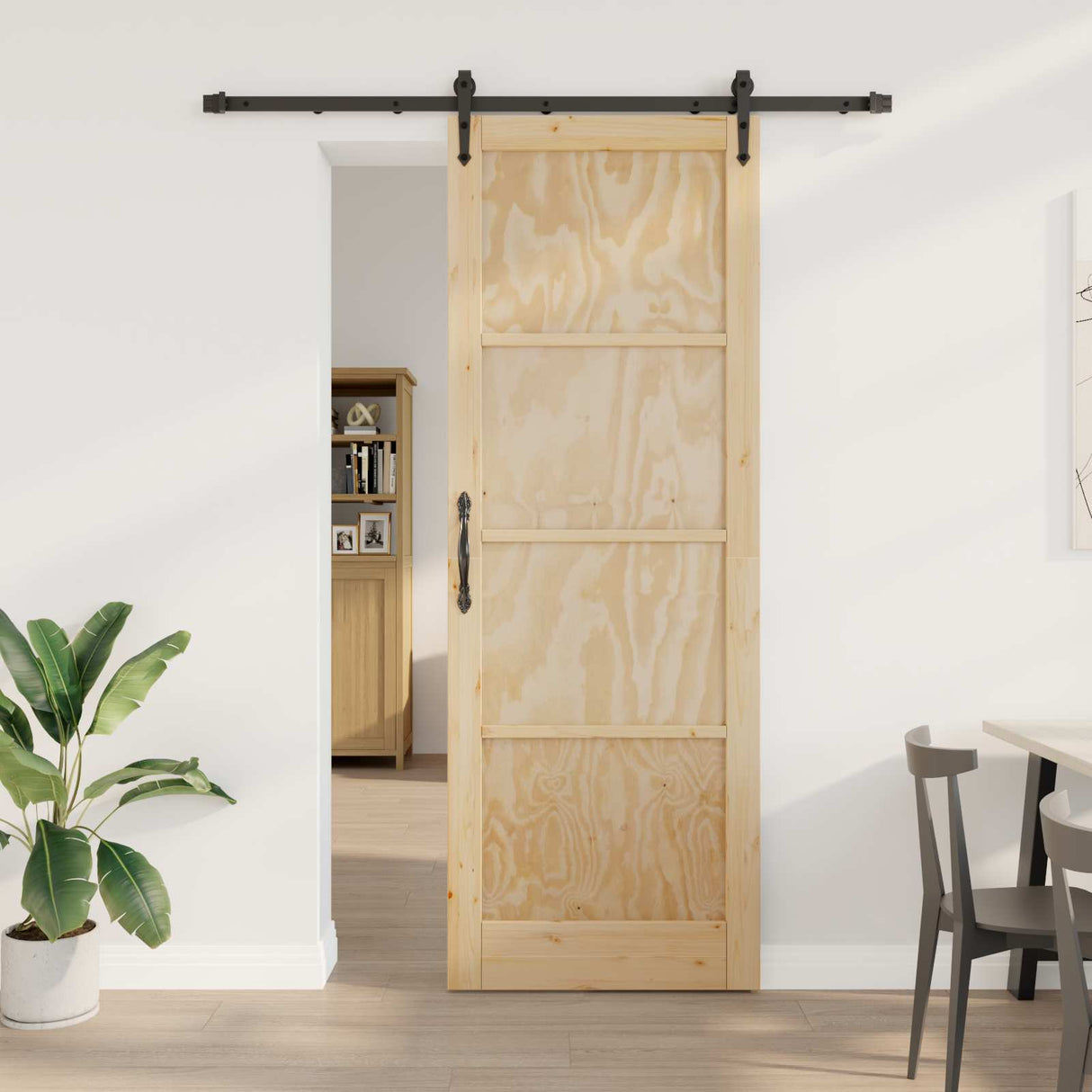 vidaXL Schuifdeur ORKDAL Naturel en Zwart 61 x 198,5 cm