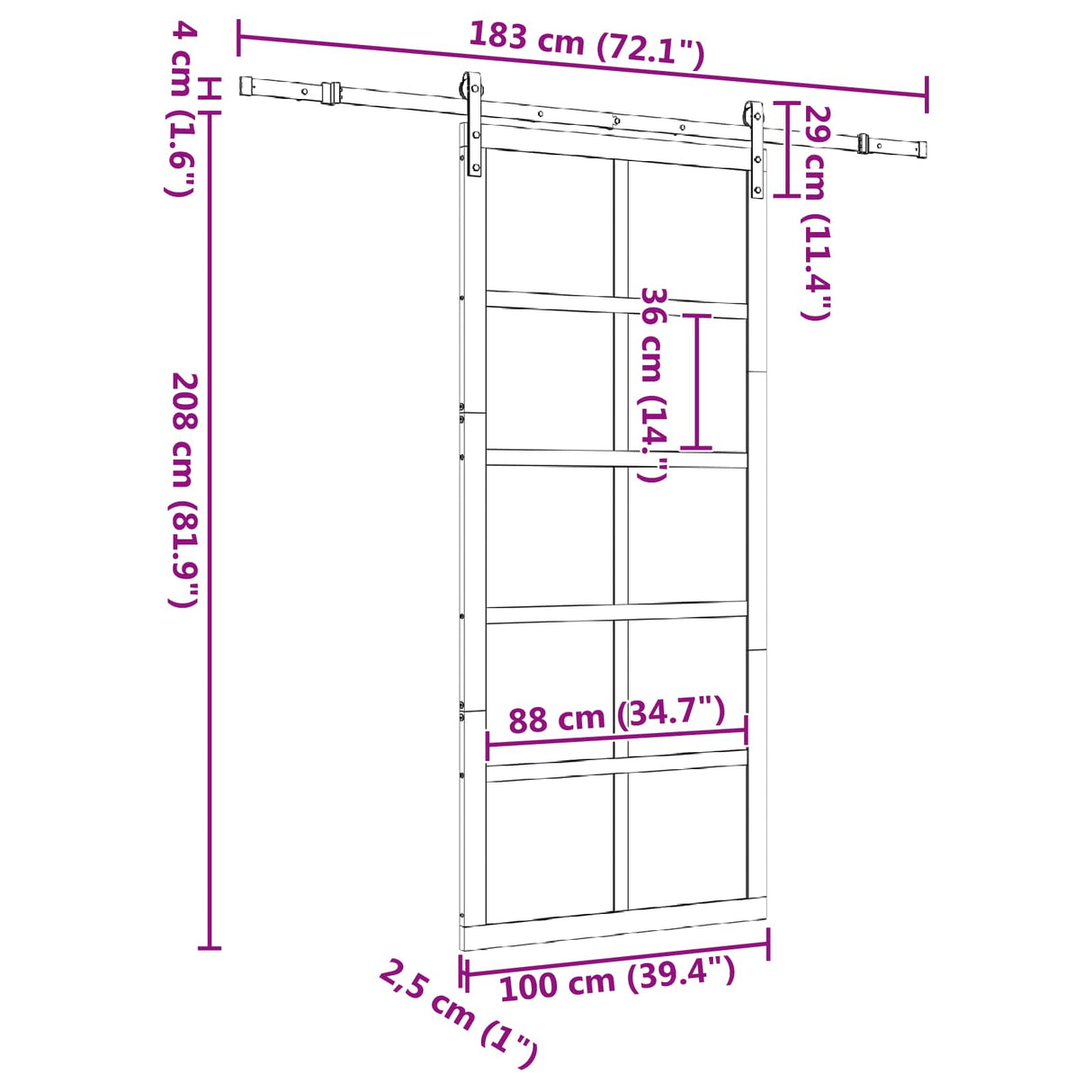 vidaXL Schuifdeur Naturel 100 x 208 cm Massief grenenhout