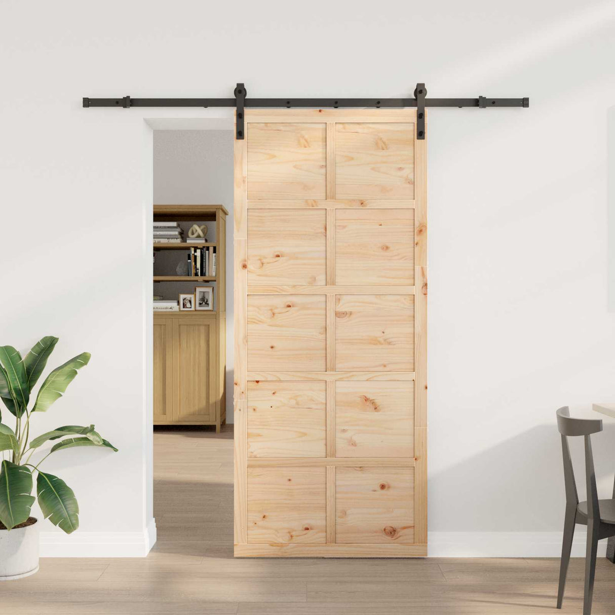 vidaXL Schuifdeur Naturel 100 x 208 cm Massief grenenhout