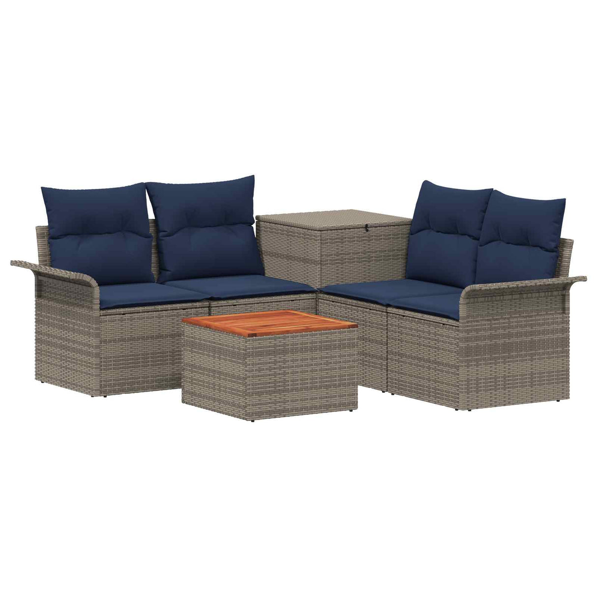 vidaXL Bankstel 6 pcs 4-Aantal zitplaatsen Zwart Poly Rattan en Staal