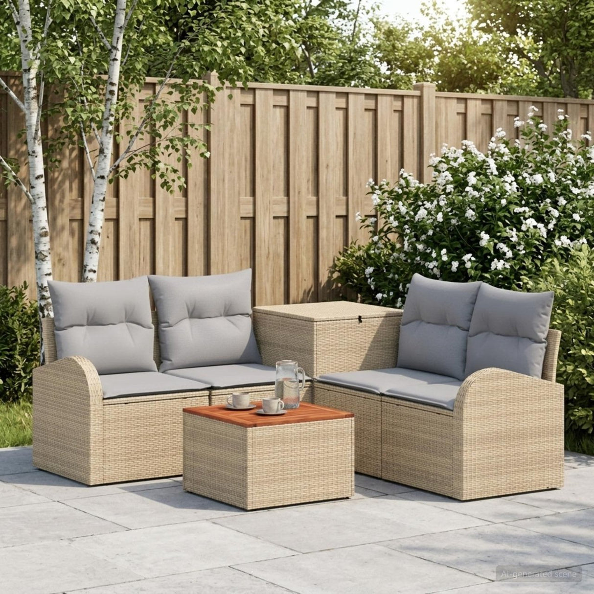 vidaXL Bankstel 6 st Zwart Poly Rattan en Staal
