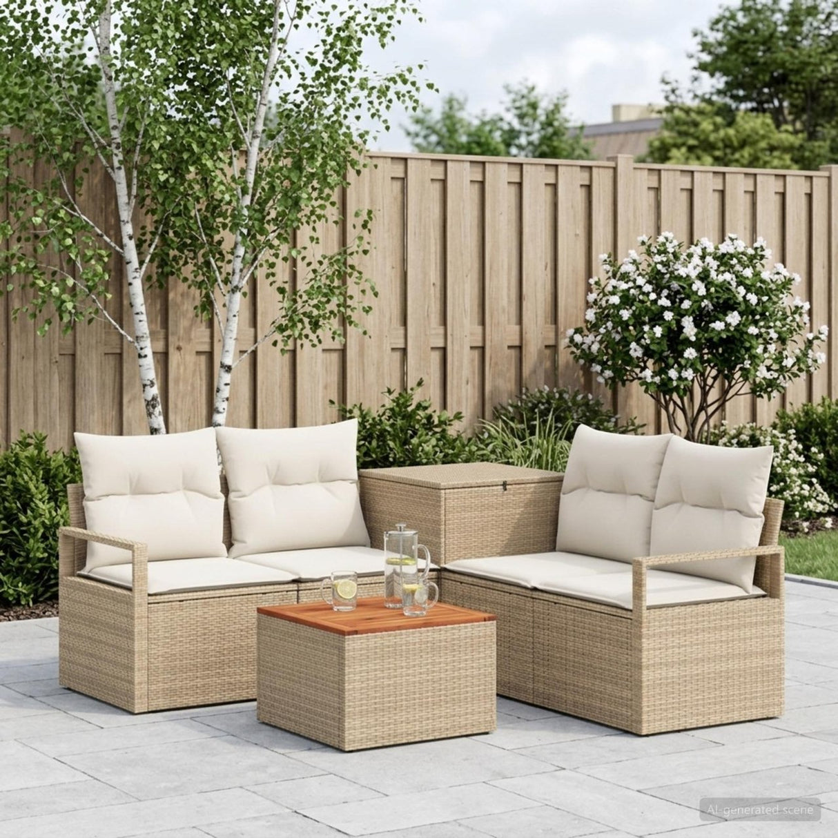 vidaXL Bankstel 6 st Zwart Poly Rattan en Staal
