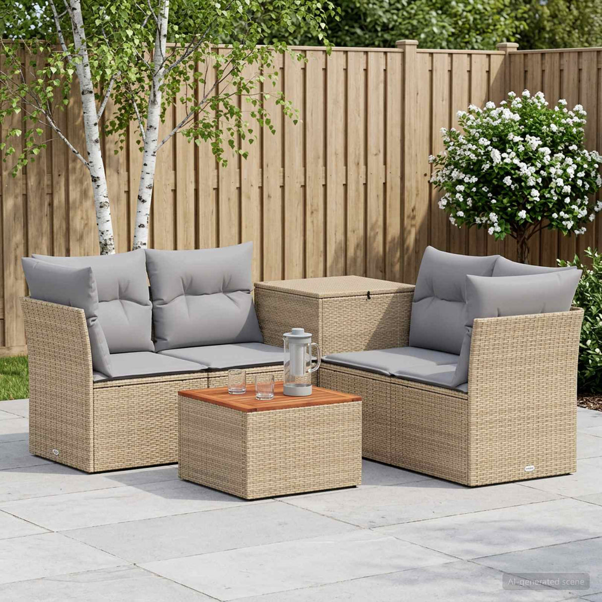 vidaXL Bankstel 6 st Zwart Poly Rattan en Staal