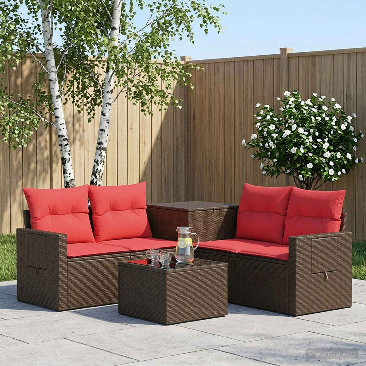vidaXL 6-piece Sofa Set Black Poly Rattan and Steel