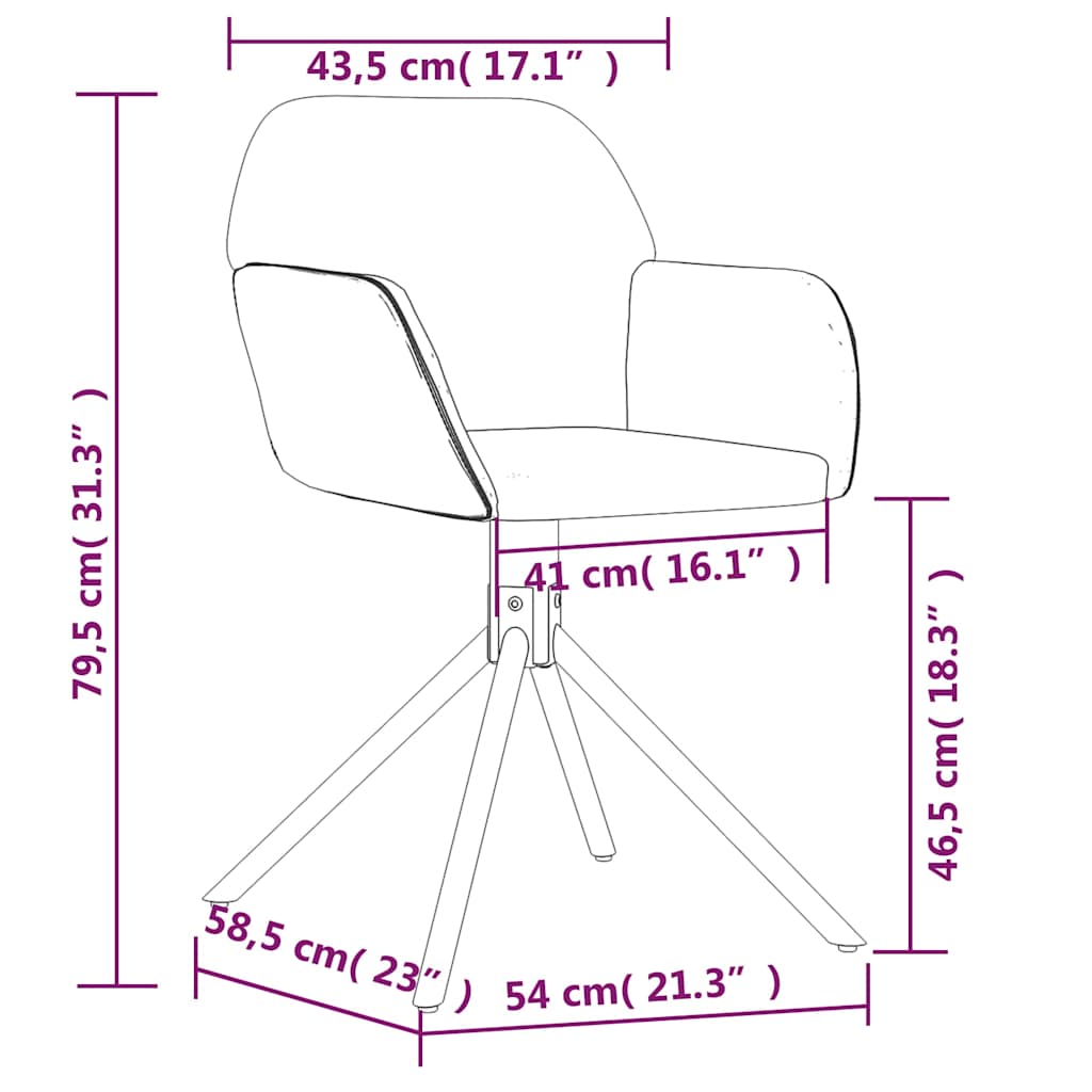 vidaXL Eetkamerstoelen draaibaar 2 st fluweel blauw