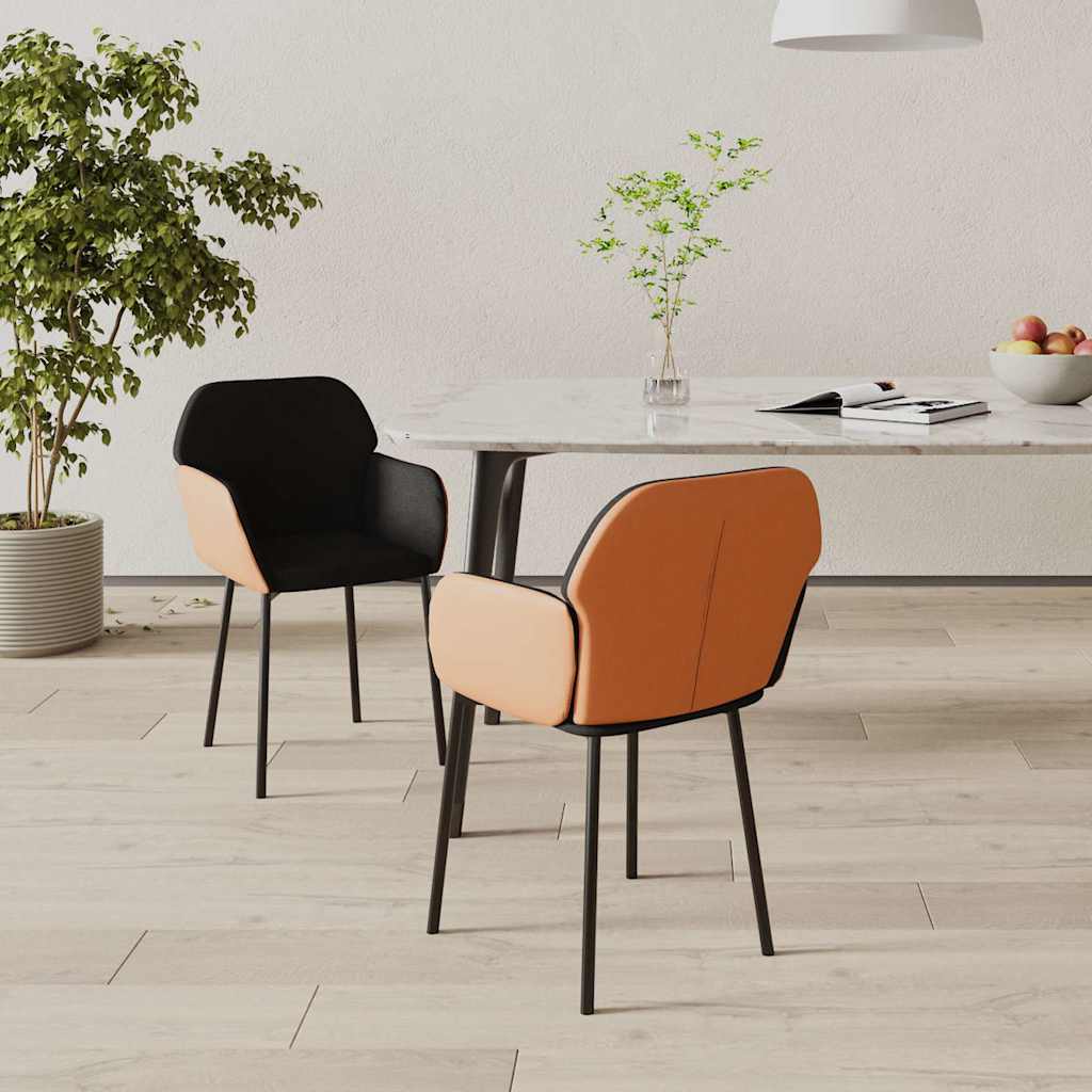 vidaXL Eetkamerstoelen 2 st stof en kunstleer crèmekleurig