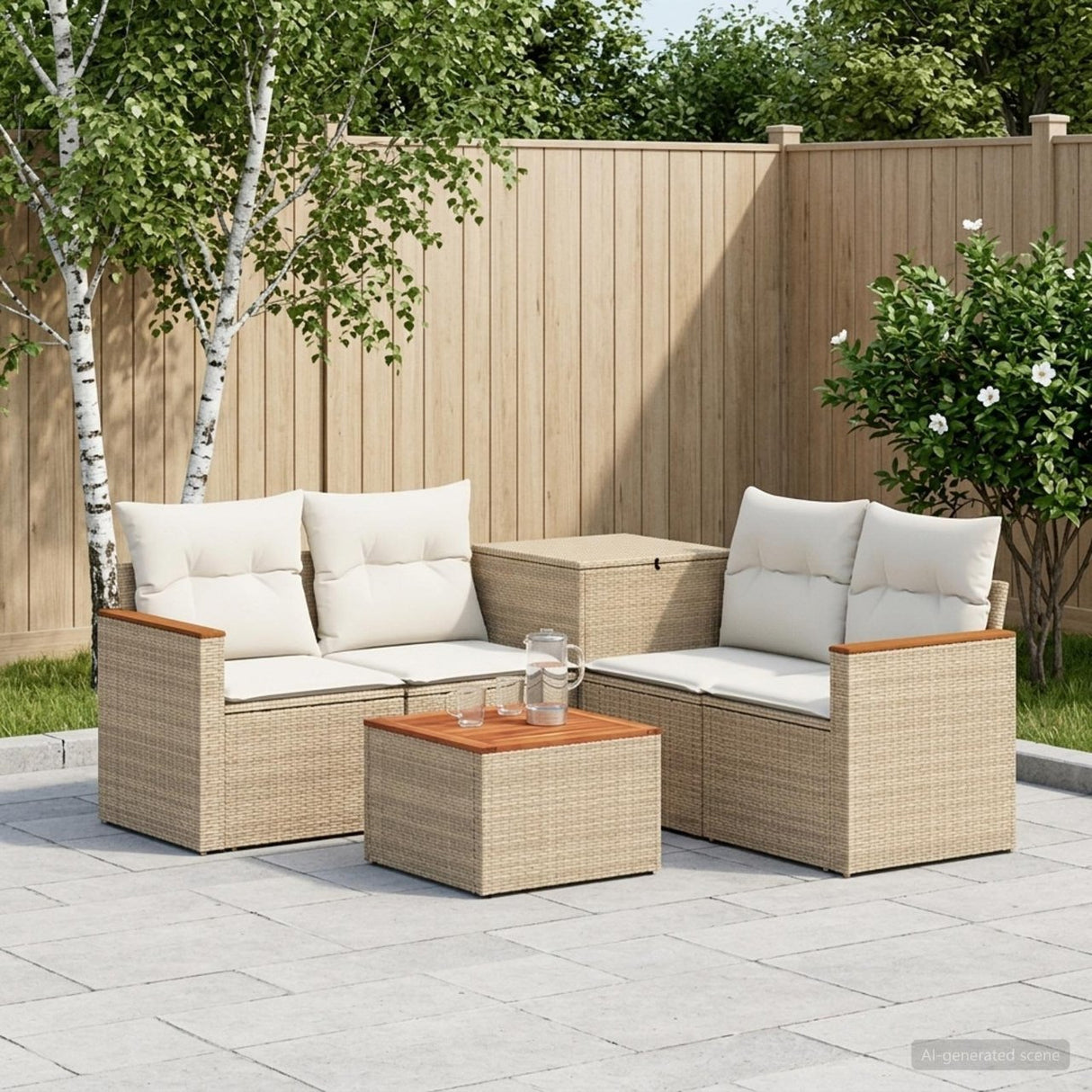 vidaXL Bankstel 6 st Zwart Poly Rattan en Staal