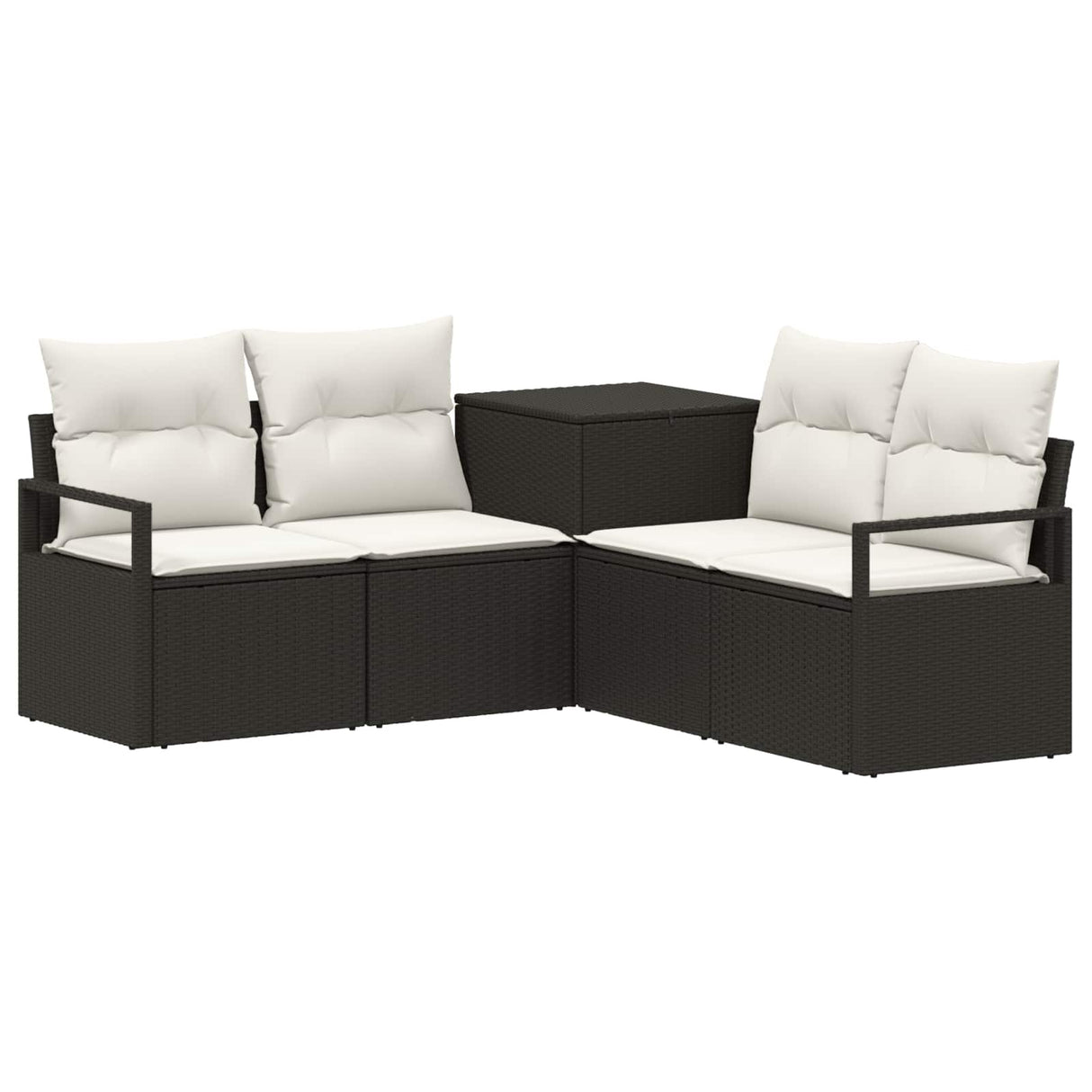 vidaXL Bankstel 5 st Zwart Poly Rattan en Staal