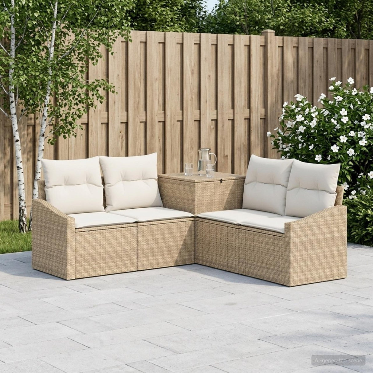 vidaXL Bankstel 5 st Zwart Poly Rattan en Staal
