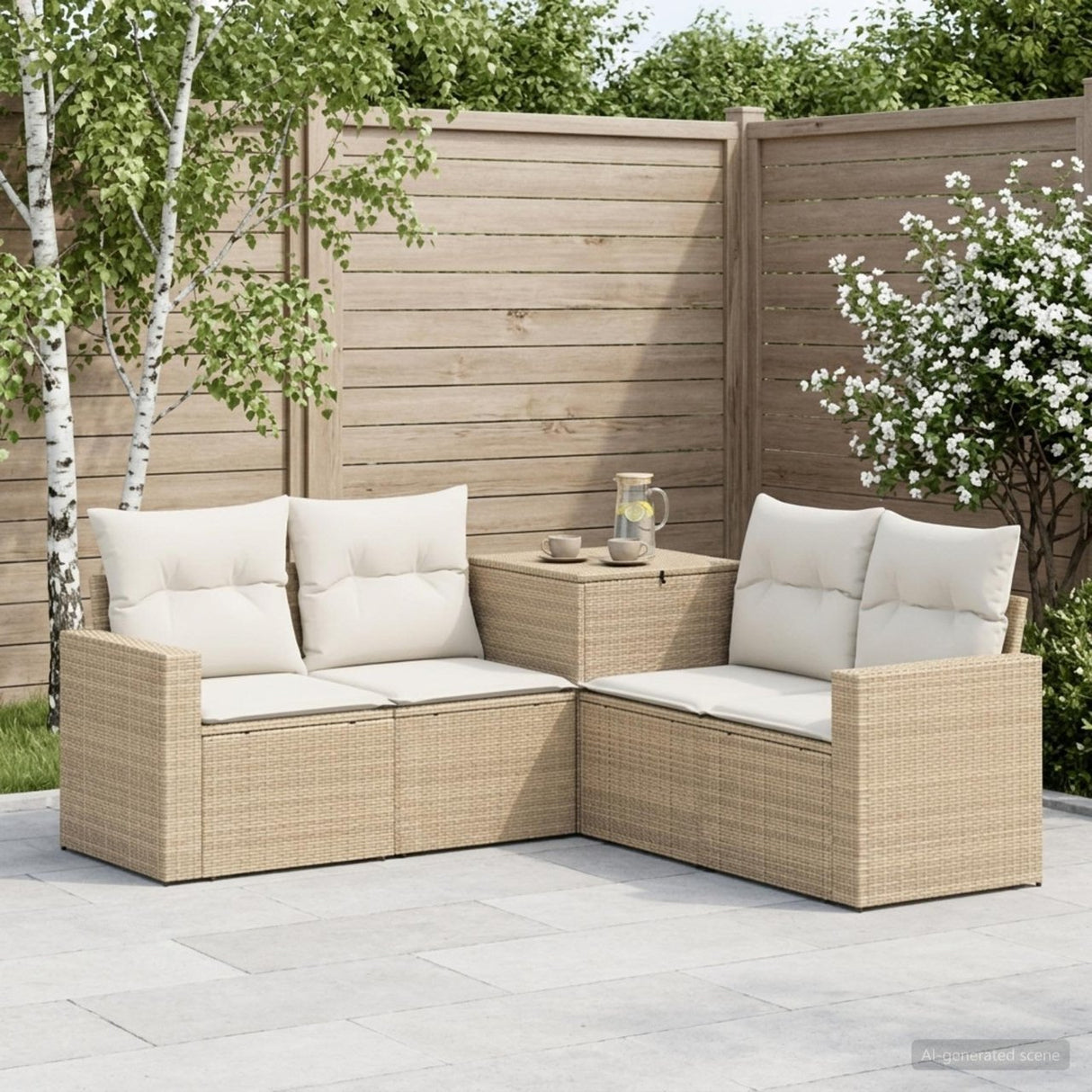 vidaXL Bankstel 5 st Zwart Poly Rattan en Staal