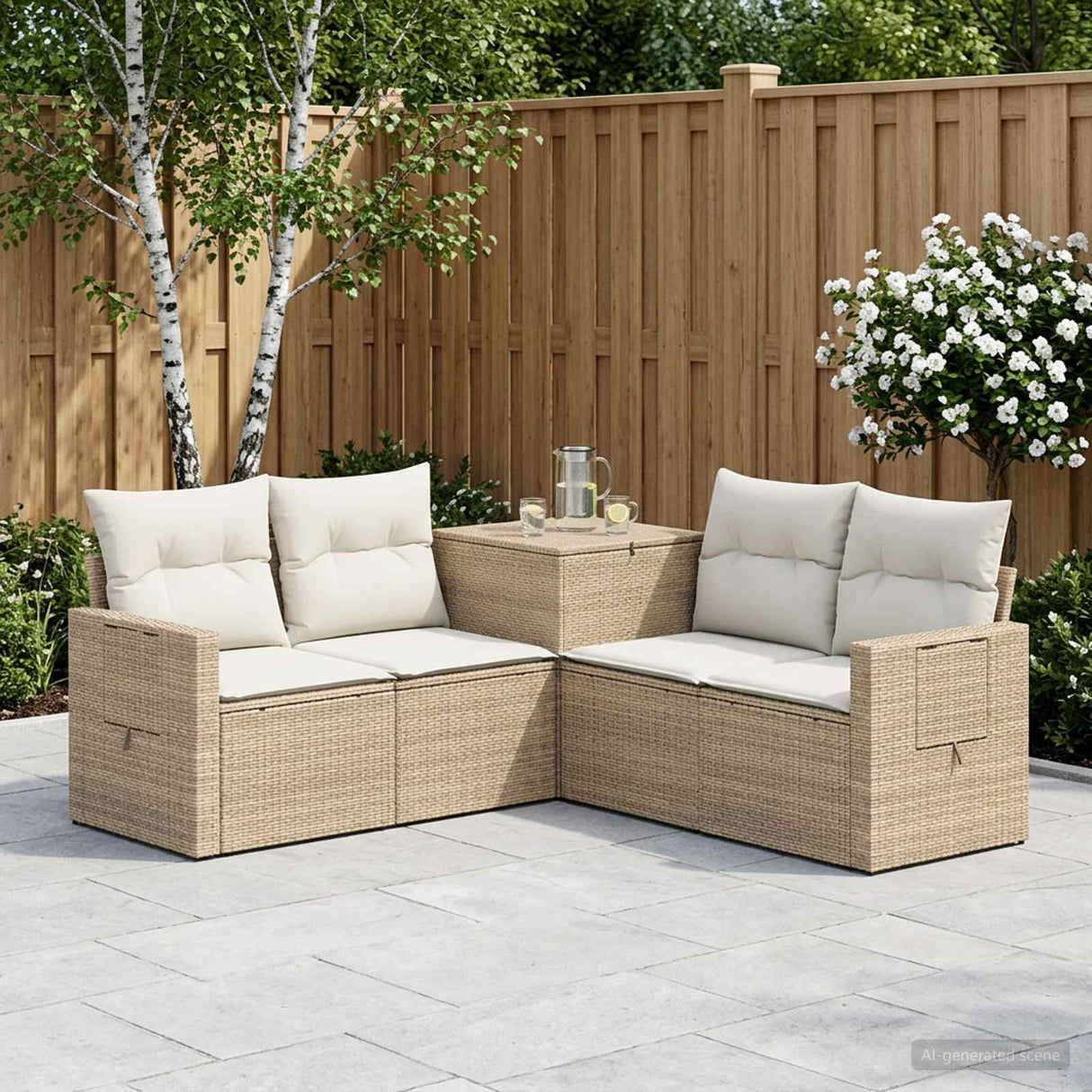 vidaXL Bankstel 5 st Zwart Poly Rattan en Staal