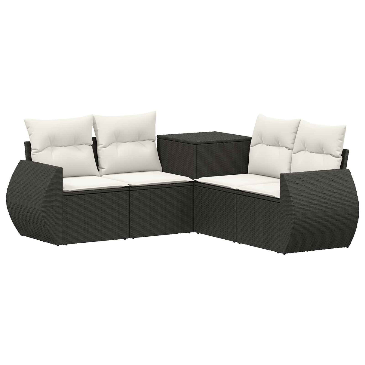 vidaXL 5-piece Sofa Set Black Poly Rattan and Steel