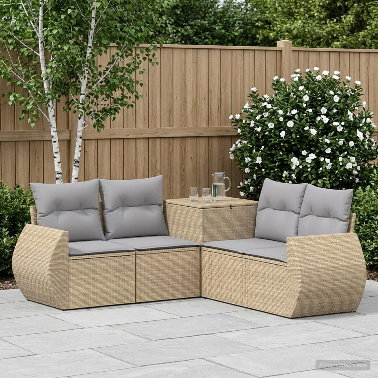 vidaXL 5-piece Sofa Set Black Poly Rattan and Steel