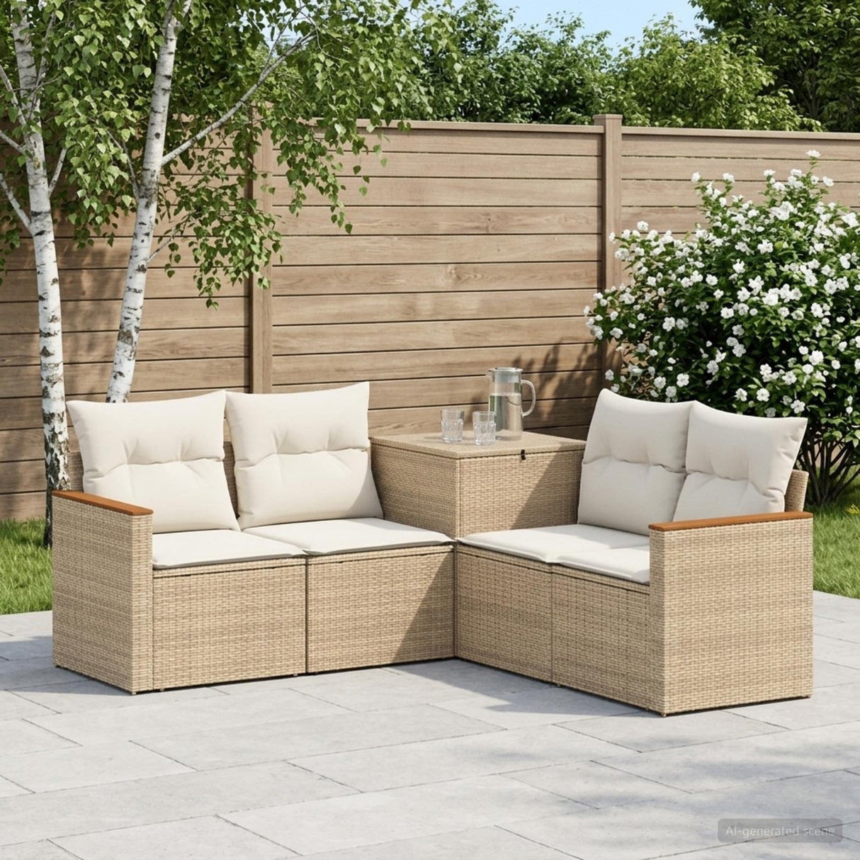 vidaXL Bankstel 5 st Zwart Poly Rattan en Staal