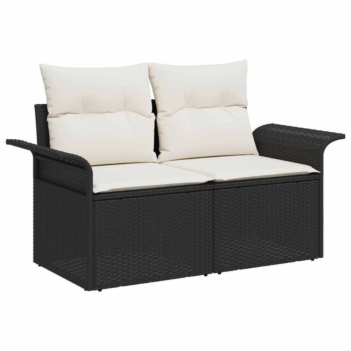 vidaXL Bankstel 8 st Zwart Poly Rattan en Staal