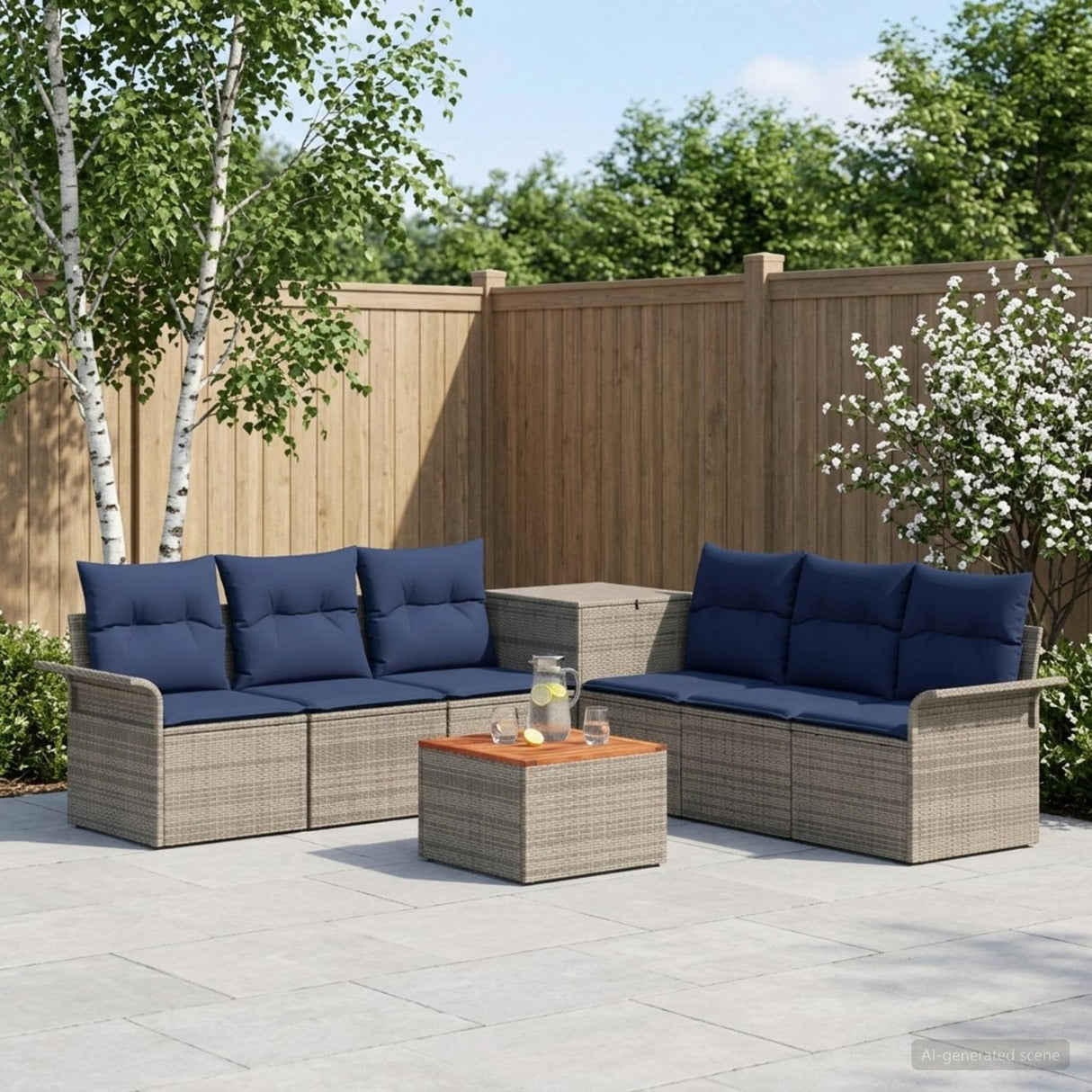 vidaXL Bankstel 8 st Zwart Poly Rattan en Staal