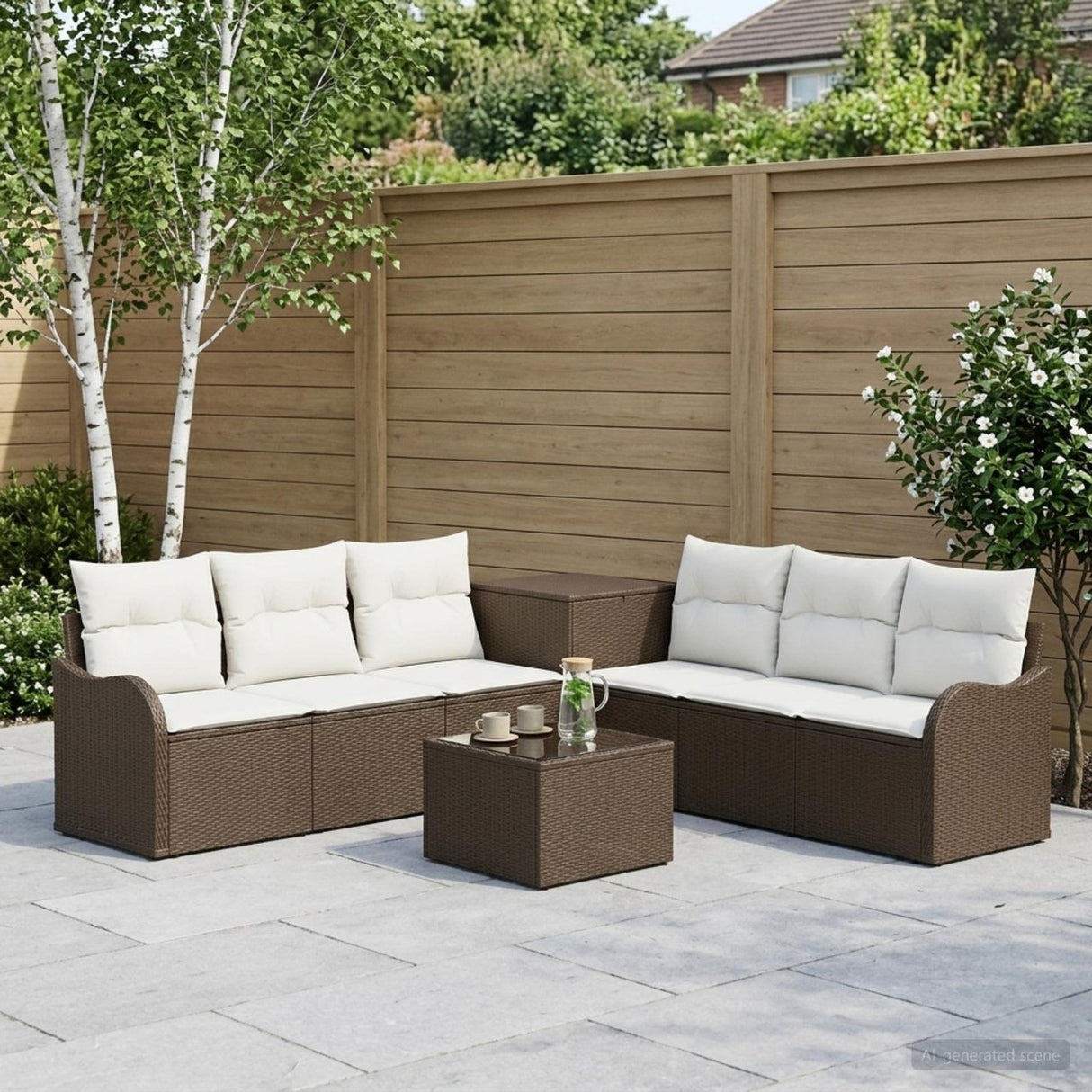 vidaXL Sofa Set 8 pcs Black Poly Rattan and Steel