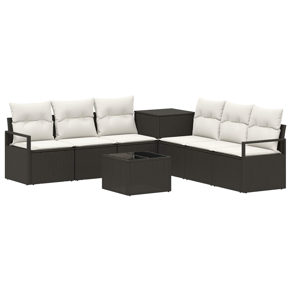 vidaXL Bankstel 8 st Zwart Poly Rattan en Staal
