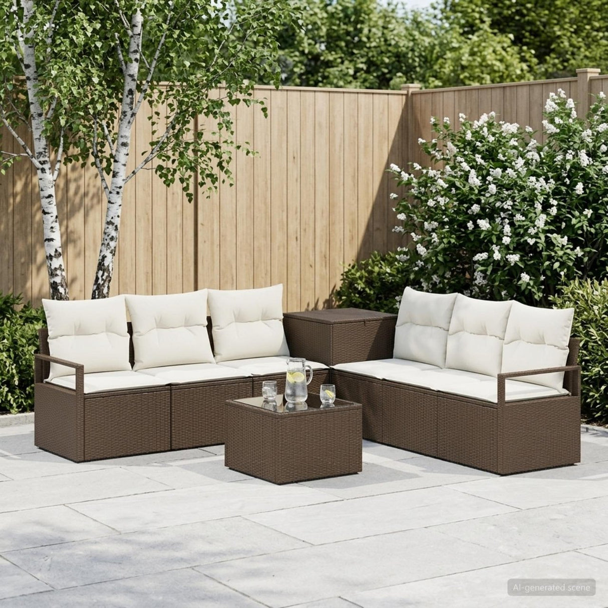 vidaXL Bankstel 8 st Zwart Poly Rattan en Staal