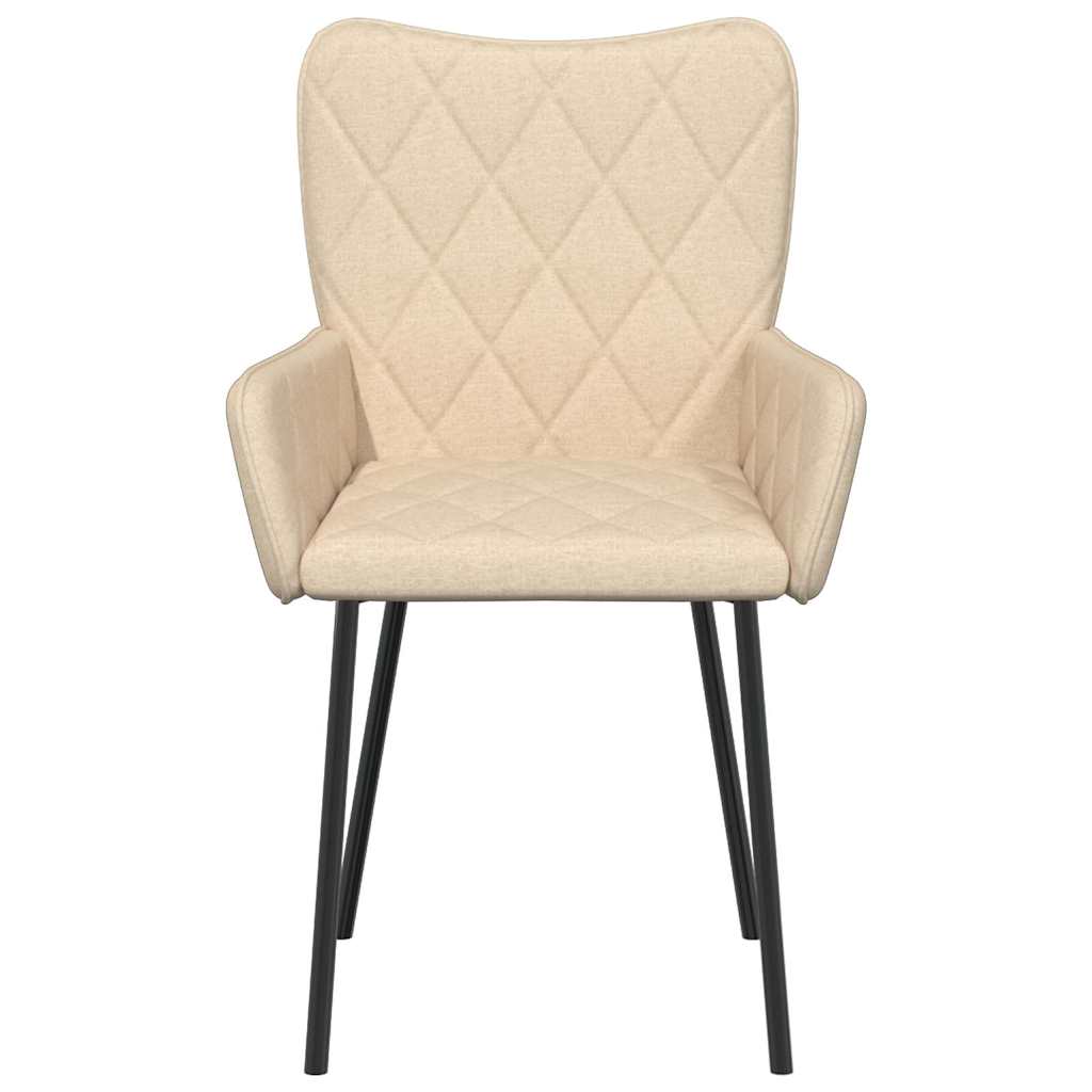 vidaXL Eetkamerstoelen 2 st stof crèmekleurig