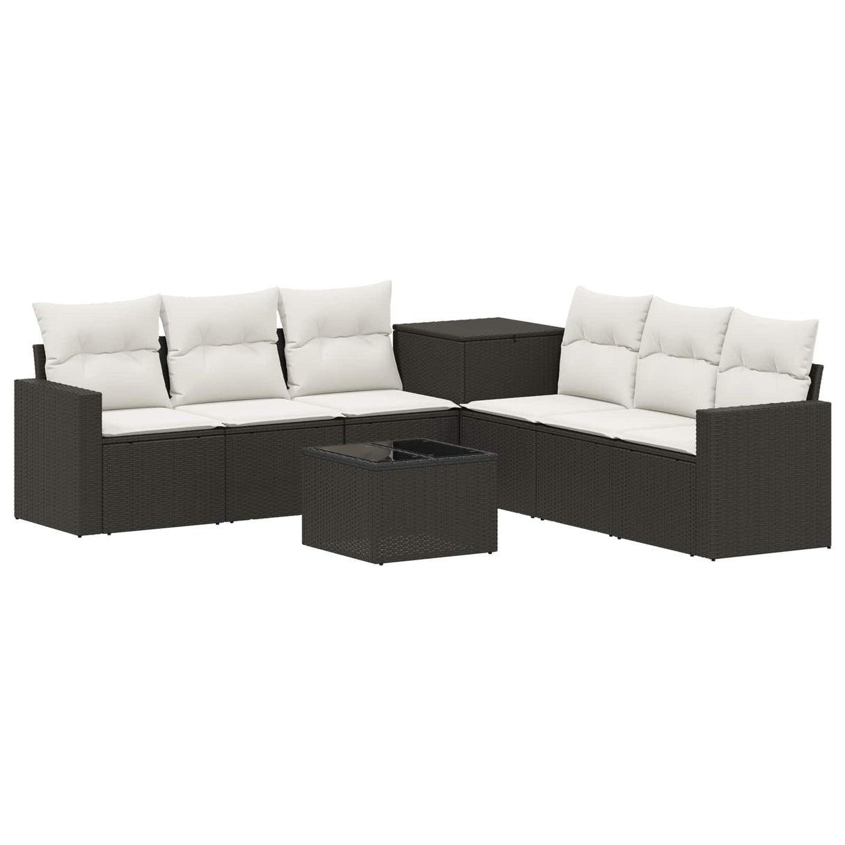 vidaXL 8-Piece Sofa Set Black Poly Rattan and Steel