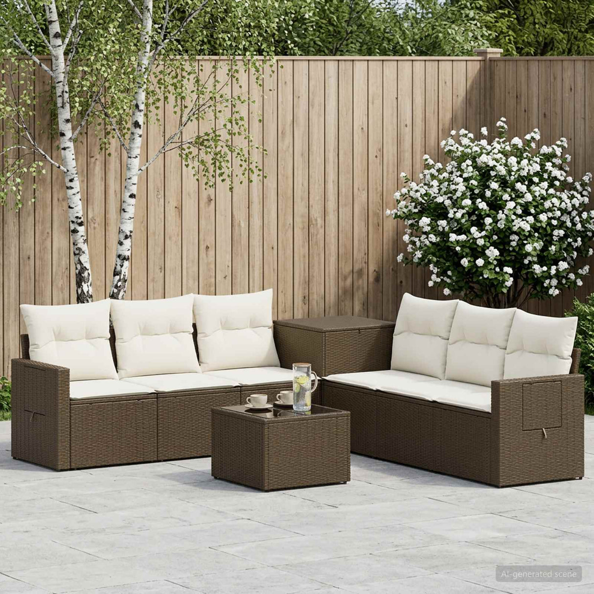 vidaXL Bankstel 8 st Zwart Poly Rattan en Staal