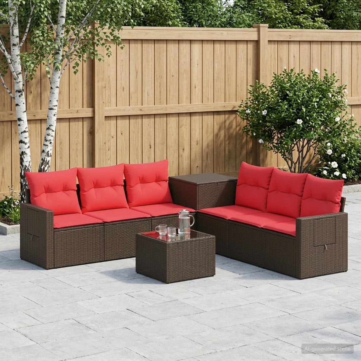 vidaXL Bankstel 8 st Zwart Poly Rattan en Staal
