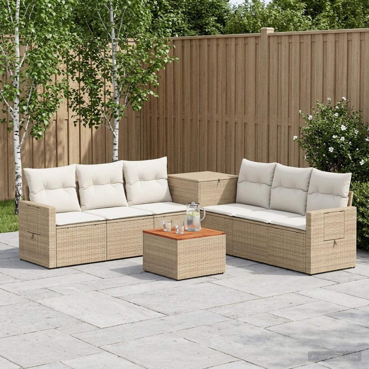 vidaXL Bankstel 8 st Zwart Poly Rattan en Staal