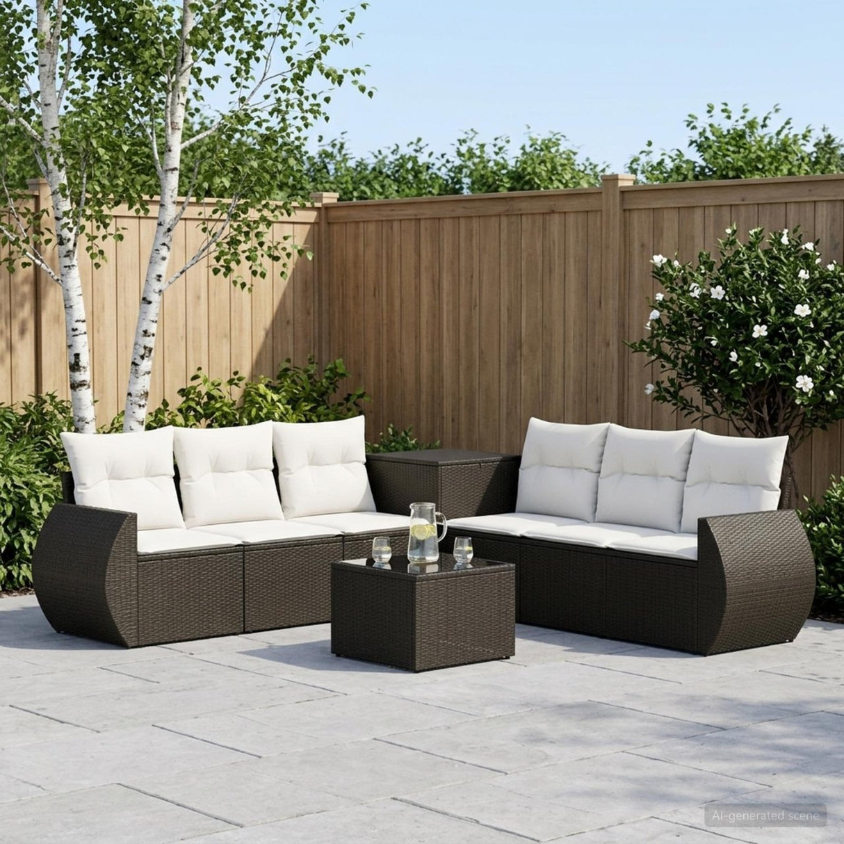vidaXL Bankstel 8 st Zwart Poly Rattan en Staal