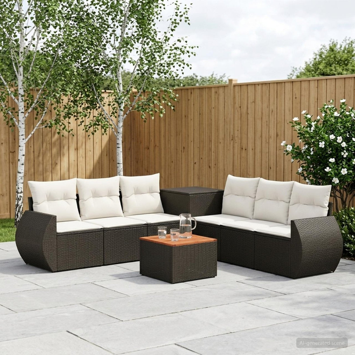 vidaXL Bankstel 8 st Zwart Poly Rattan en Staal