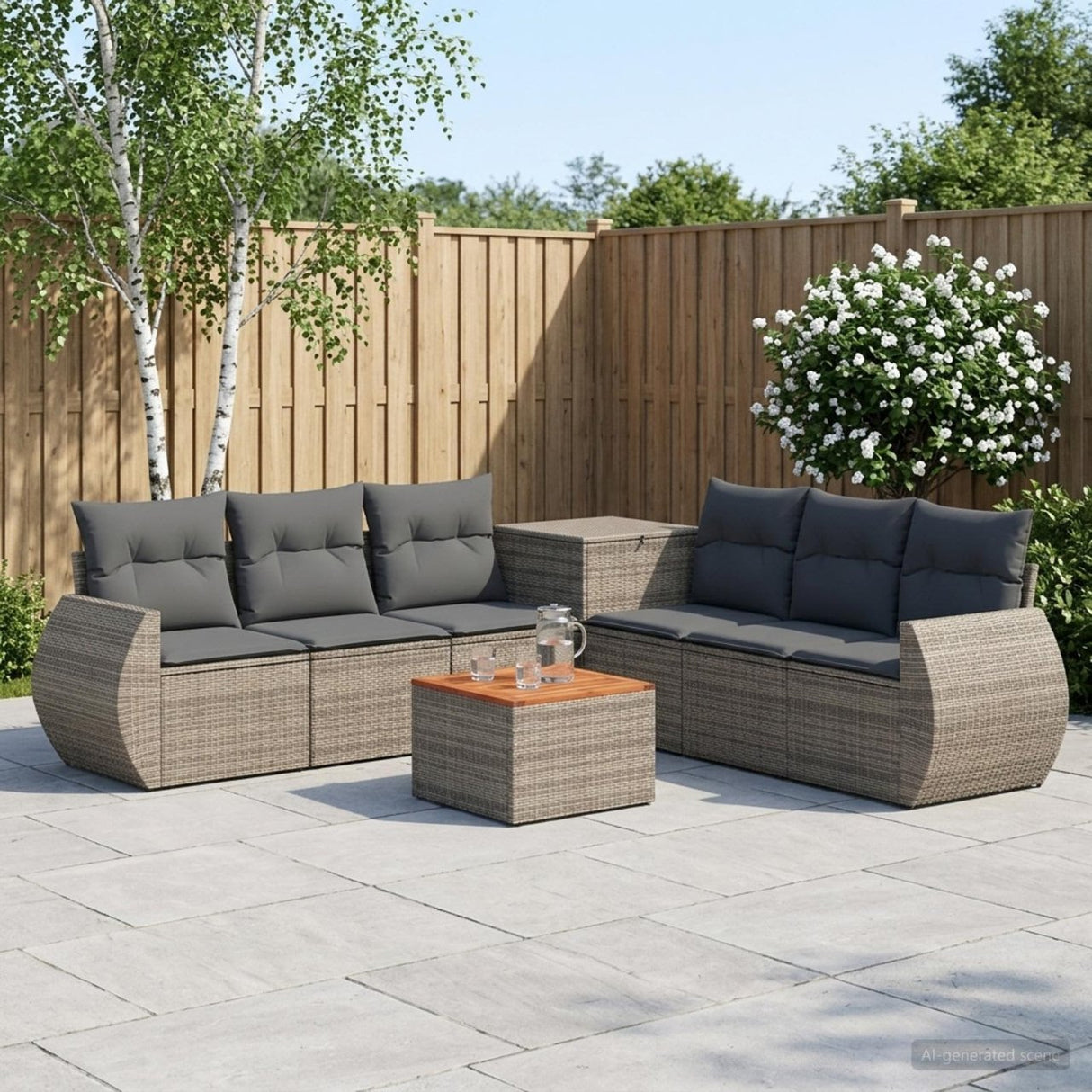 vidaXL Bankstel 8 st Zwart Poly Rattan en Staal