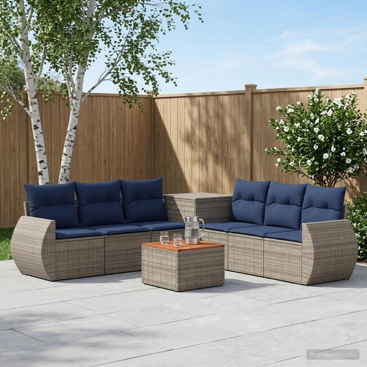 vidaXL Bankstel 8 st Zwart Poly Rattan en Staal