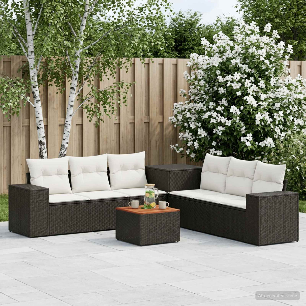 vidaXL Bankstel 8 st Zwart Poly Rattan en Staal