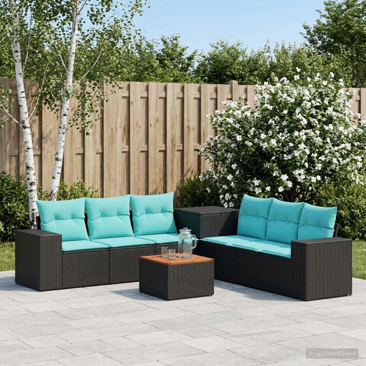vidaXL Bankstel 8 st Zwart Poly Rattan en Staal