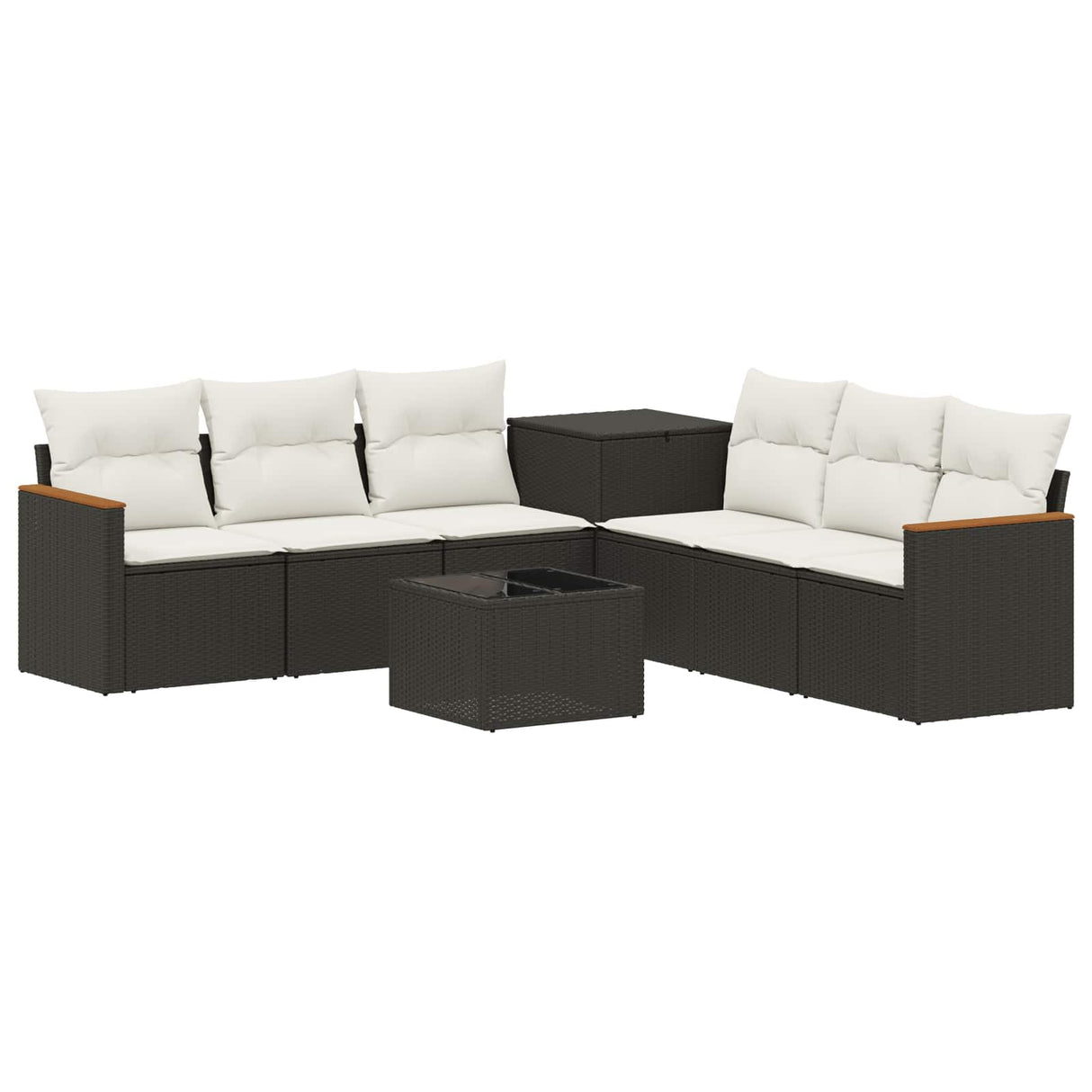 vidaXL Bankstel 8 st Zwart Poly Rattan en Staal