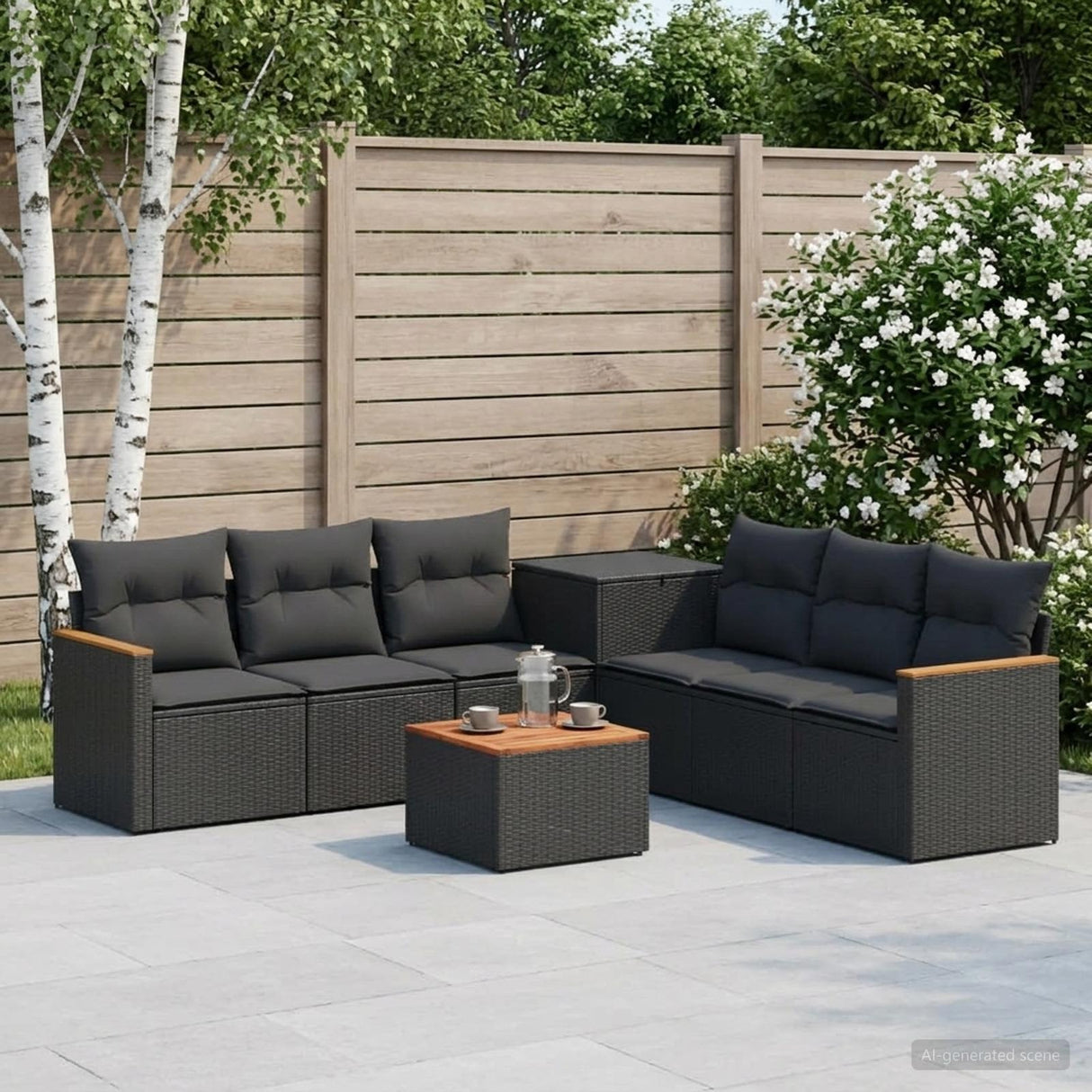 vidaXL Bankstel 8 st Zwart Poly Rattan en Staal