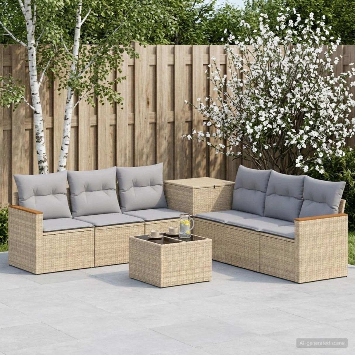 vidaXL Bankstel 8 st Zwart Poly Rattan en Staal