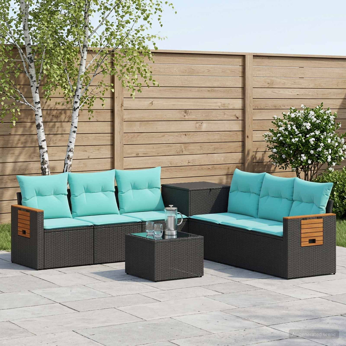 vidaXL Bankstel 8 st Zwart Poly Rattan en Staal