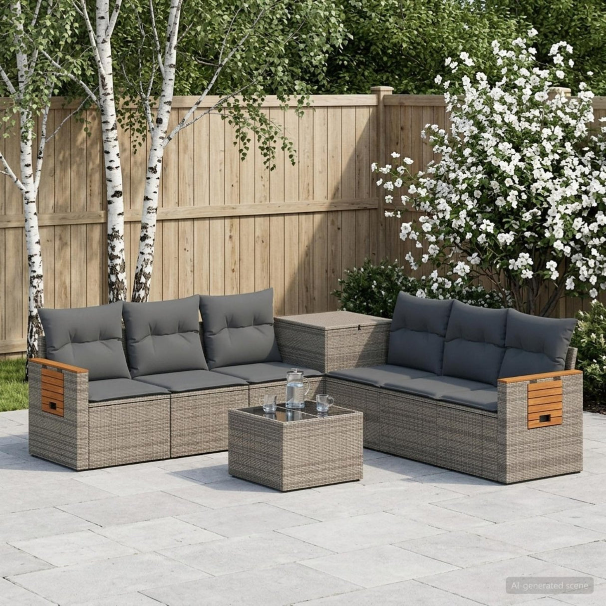 vidaXL Bankstel 8 st Zwart Poly Rattan en Staal
