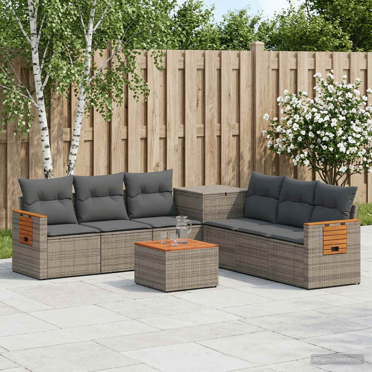 vidaXL Bankstel 8 st Zwart Poly Rattan en Staal