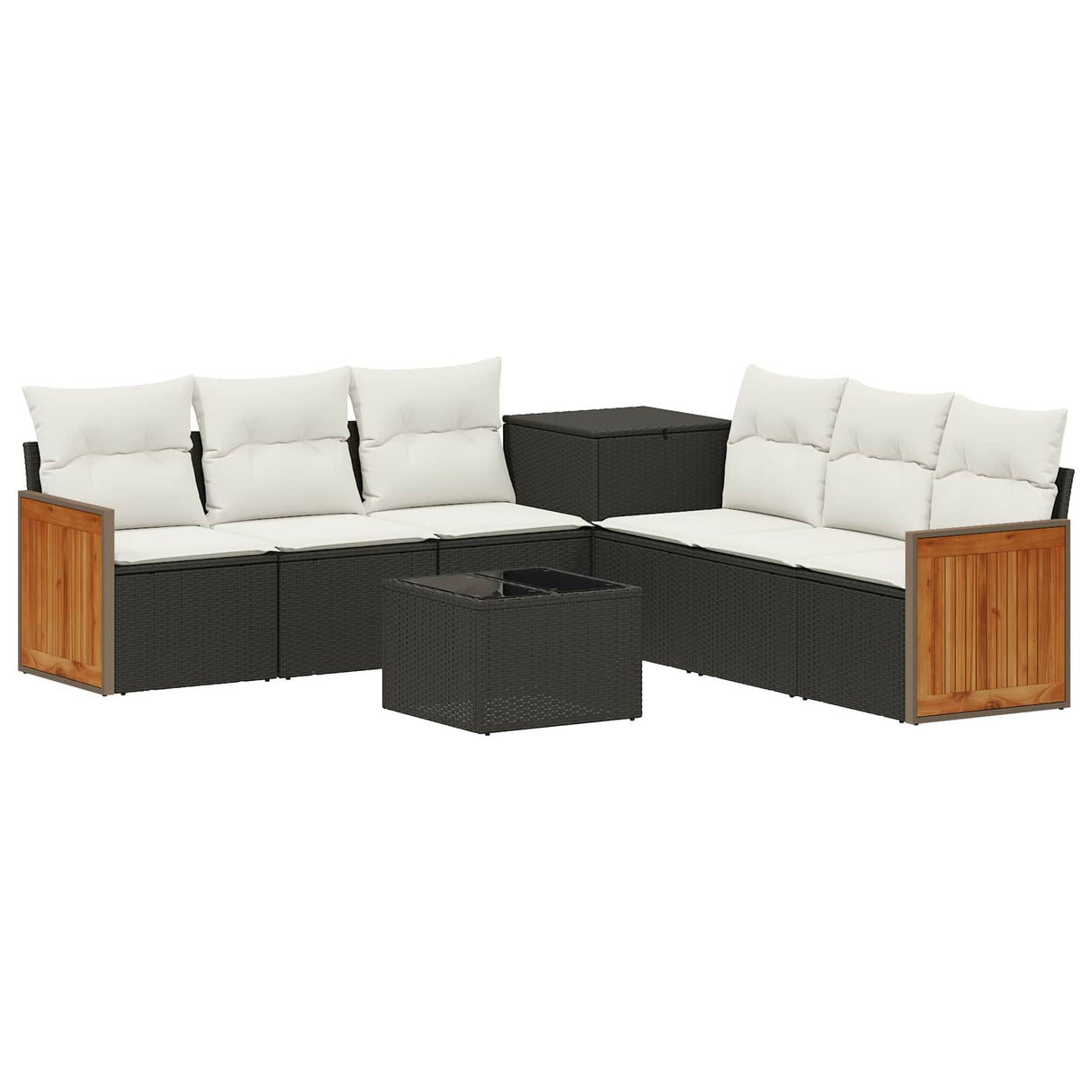 vidaXL Bankstel 8 st Zwart Poly Rattan en Staal
