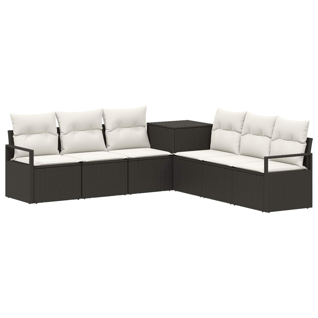 vidaXL Bankstel 7 st Zwart Poly Rattan en Staal