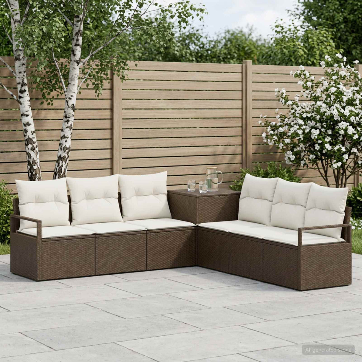 vidaXL Bankstel 7 st Zwart Poly Rattan en Staal