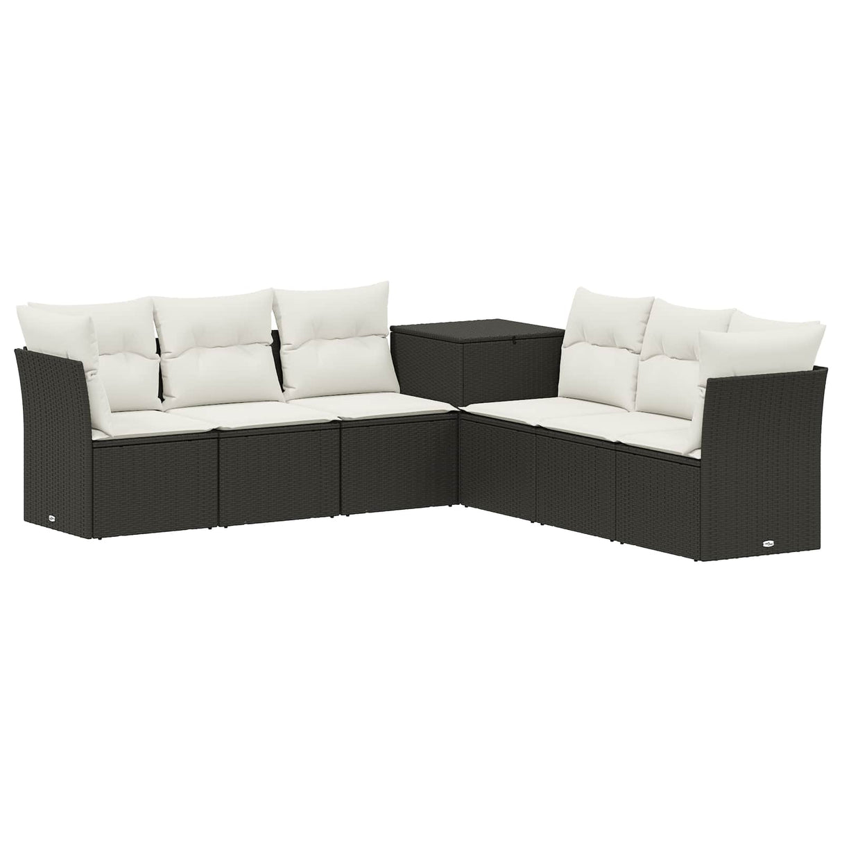 vidaXL Sofa Set 7 pcs Black Poly Rattan and Steel